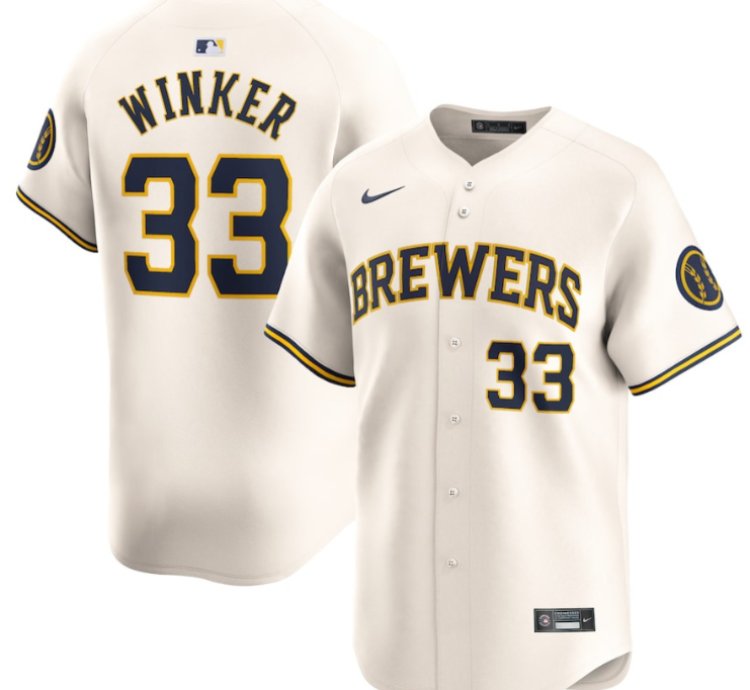 Jesse Winker 33 Milwaukee Brewers Home Limited Player Men Jersey - Cream