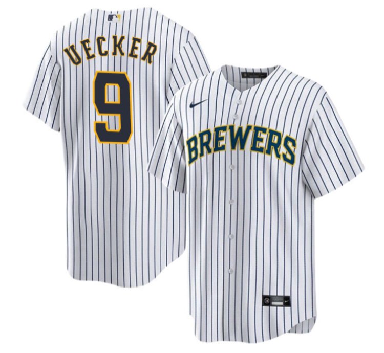 Men Bob Uecker 9 Milwaukee Brewers Alternate Jersey - White
