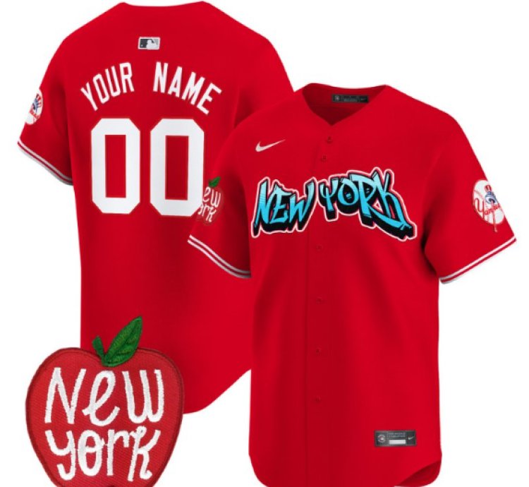 Custom New York Yankees Jersey Apple Patch Vapor Premier Limited All Stitched Red