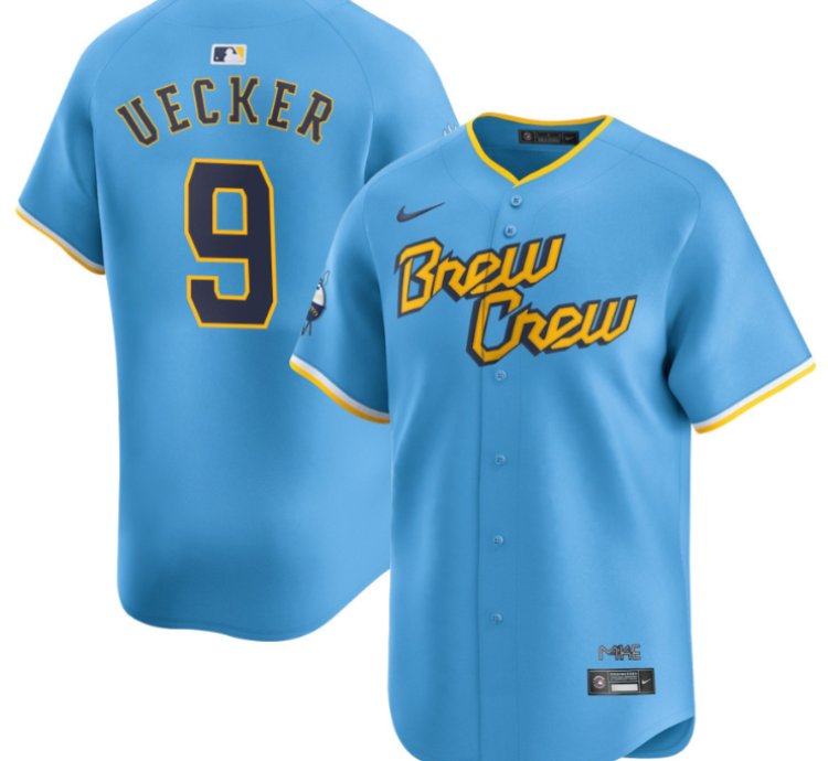 Men Bob Uecker 9 Milwaukee Brewers City Connect Limited Jersey - Powder Blue