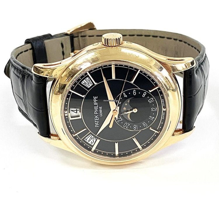Patek Philippe Annual Calendar Complications Annual Calendar 40mm 5205r-010 Rose Gold With Black Leather Watch Black Dial 2017