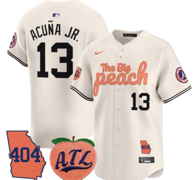 Ronald Acuna Jr Jersey 13 Atlanta Braves 404 The Big Peach Premier Limited Stitched Cream