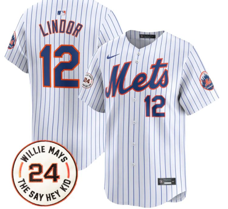 Francisco Lindor Jersey 12 Mets Willie Mays Patch Vapor Premier Limited Stitched White