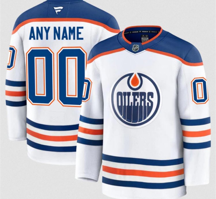 Mens Custom Edmonton Oilers Jersey Name Number 2025 Away White Stitched