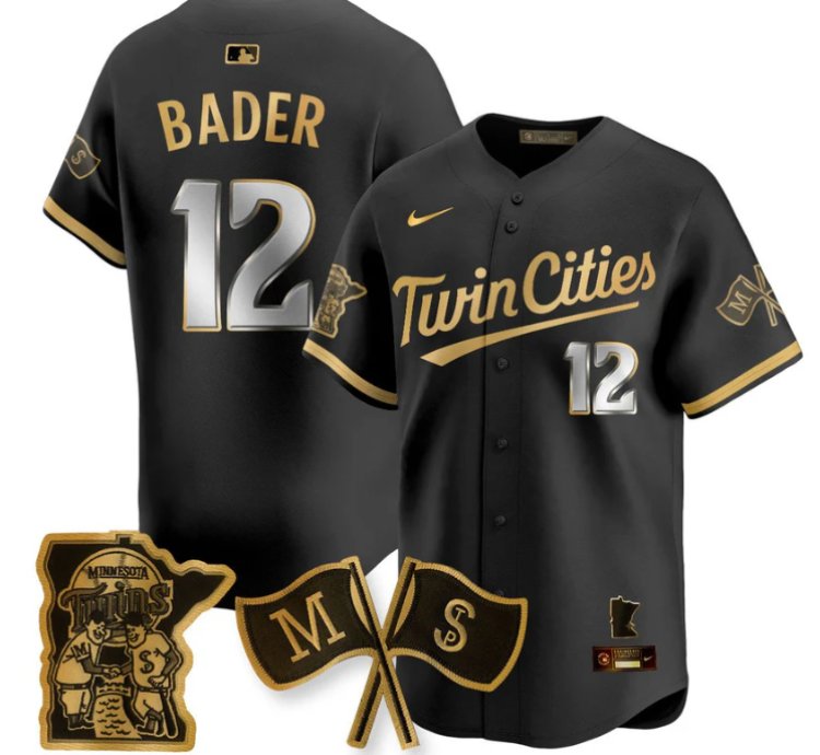 Harrison Bader Jersey 12 Minnesota Twins Alternate Limited Stitched Black Gold