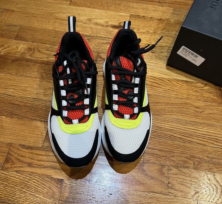 Dior B22 Trainers Black White Neon
