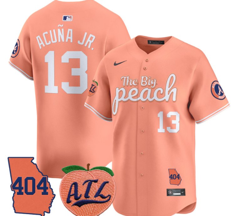 Ronald Acuna Jr Jersey 13 Atlanta Braves 404 The Big Peach Premier Limited Stitched Peach