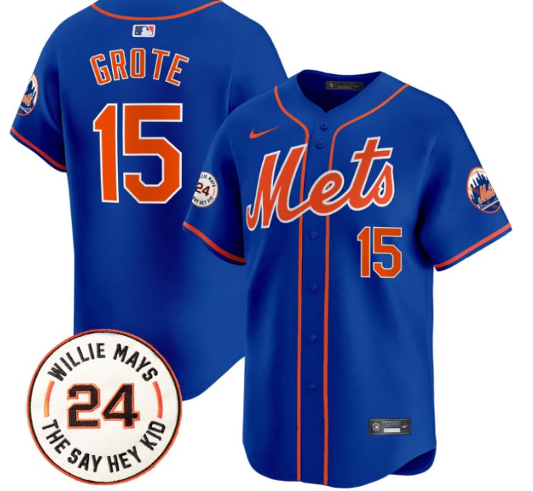 Jerry Grote Jersey 15 Mets Willie Mays Patch Vapor Premier Limited Stitched Royal