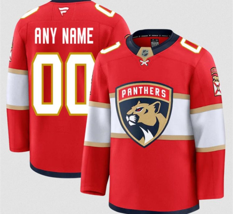 Mens Custom Florida Panthers Jersey Name Number 2025 Home Red Stitched