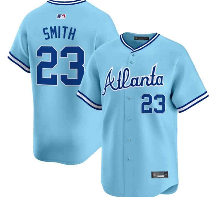 Smith 23 Atlanta Braves Powder Blue Jersey - All Stitched