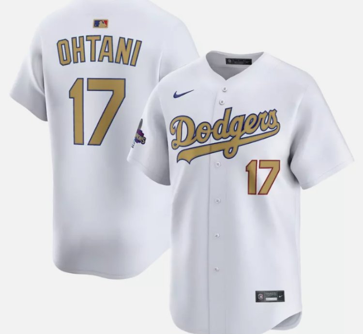 Shohei Ohtani Jersey 17 Dodgers White 2025 Gold Collection Limited Stitched