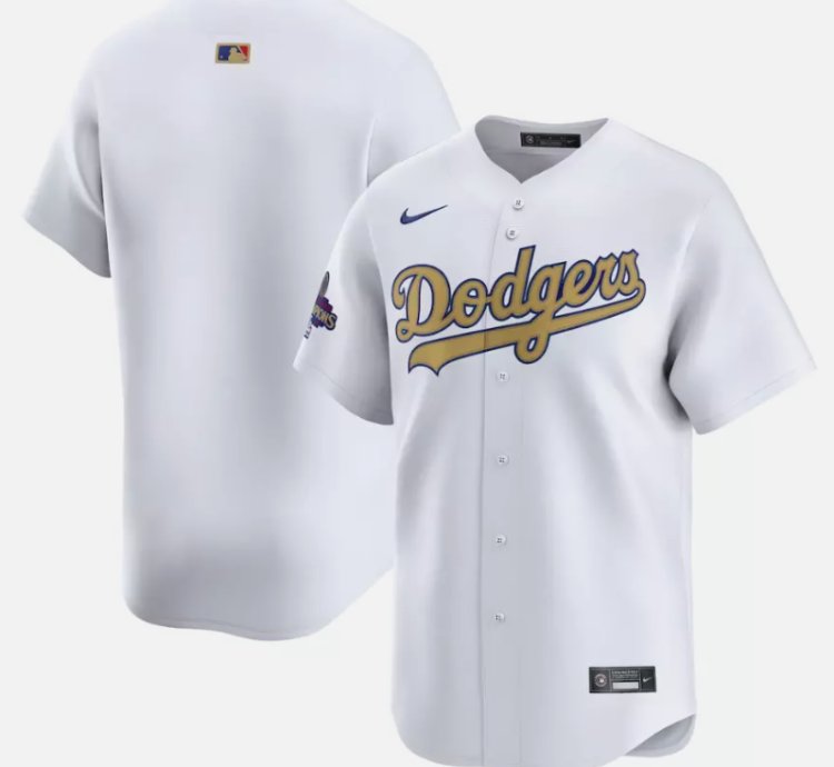Team Jersey No Name Dodgers White 2025 Gold Collection Limited Stitched