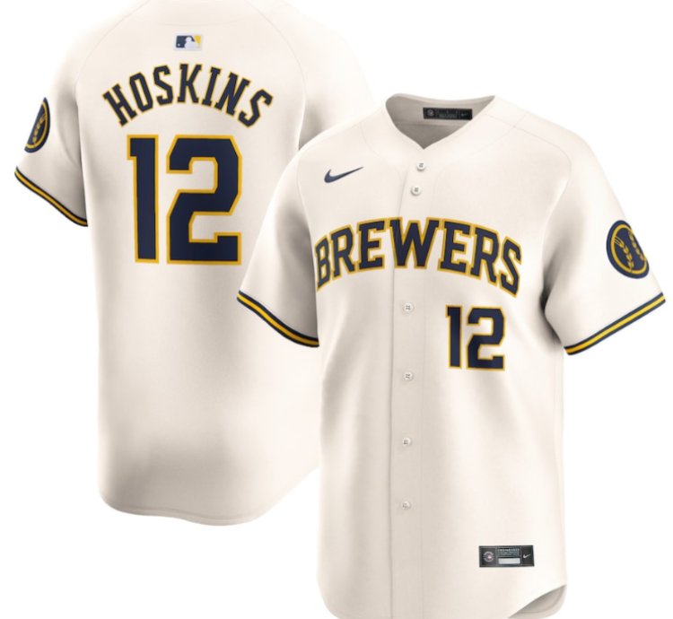 Rhys Hoskins 12 Milwaukee Brewers Home Limited Player Men Jersey - Cream