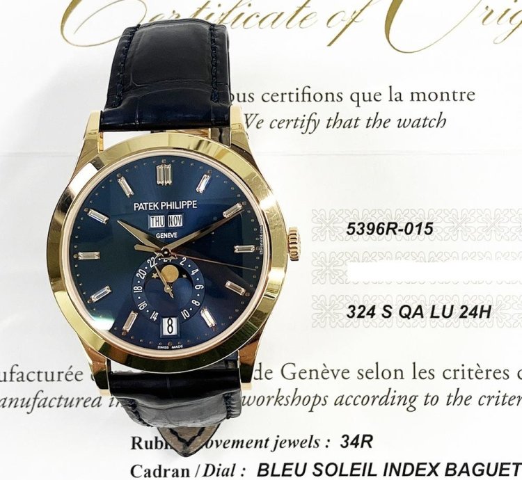 Patek Philippe Annual Calendar Complications Blue Diamond Dial 5396r-015