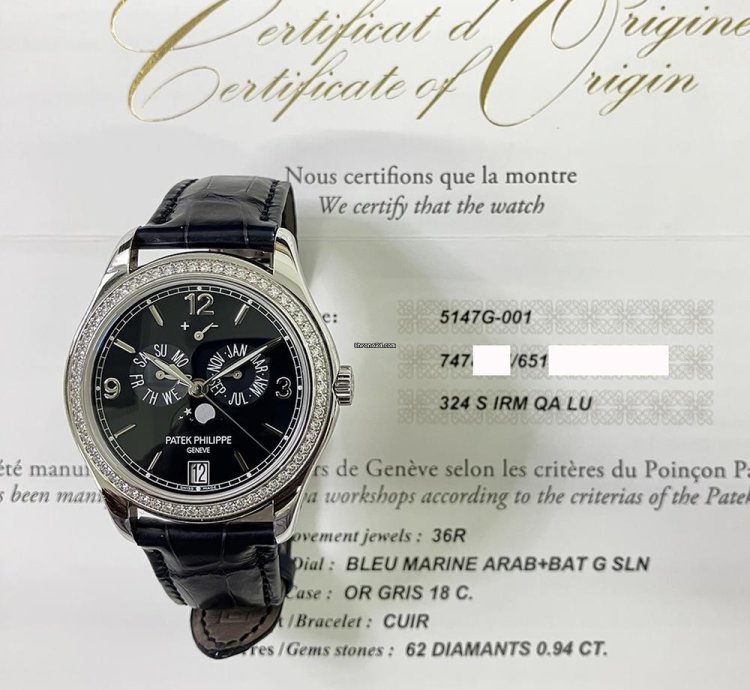 Patek Philippe Annual Calendar Complications Ladies Annual Calendar 5147g-001 White Gold Watch With Blue Leather Watch Blue Dial 2022