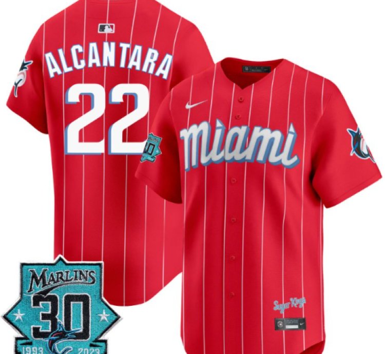 Sandy Alcantara Jersey 22 Miami Marlins 30 Seasons Anniversary Patch Limited Stitched City Connect