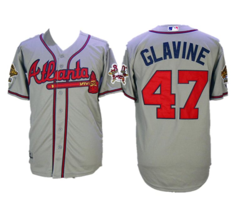 Atlanta Braves Tom Glavine Gray 1995 Throwback Jersey