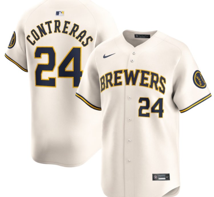 William Contreras 24 Milwaukee Brewers Home Limited Player Men Jersey - Cream