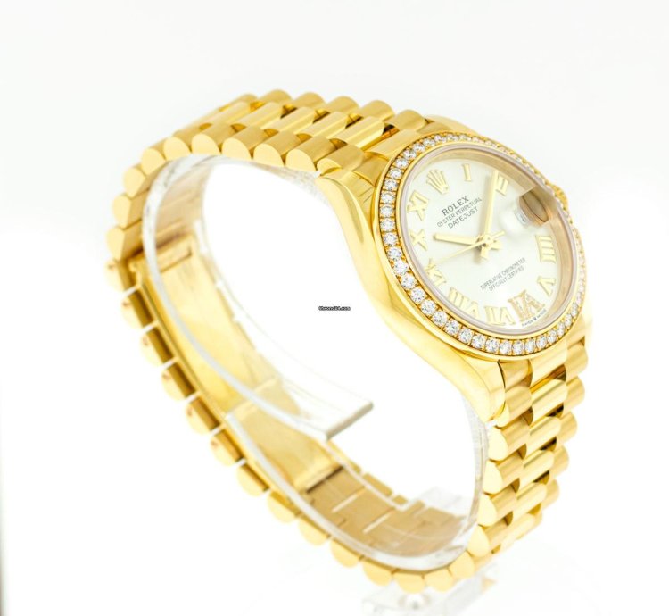 Rolex Datejust 31 Lady-datejust 31mm 18k Yellow Gold Silver Dial Roman Numerals Diamond Bezel 278288