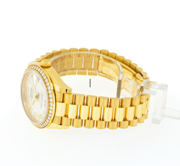 Rolex Datejust 31 Lady-datejust 31mm 18k Yellow Gold Silver Dial Roman Numerals Diamond Bezel 278288