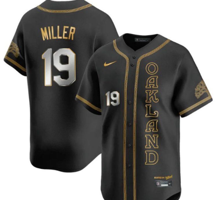 Mason Miller Jersey 19 Oakland Athletics City Connect Concept Stitched Black Gold