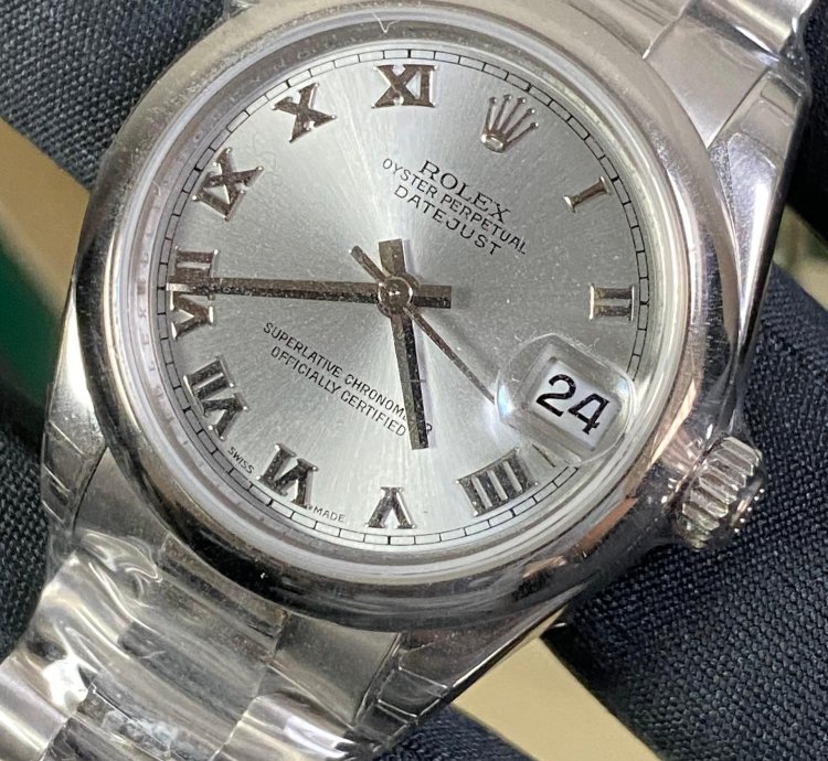Rolex Datejust 31 New 2022 Full Stickers Datejust 31 Platinum Silver Roman Dial President Bracelet 178246
