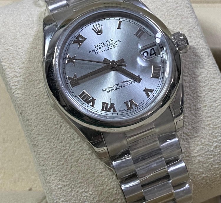 Rolex Datejust 31 New 2022 Full Stickers Datejust 31 Platinum Silver Roman Dial President Bracelet 178246
