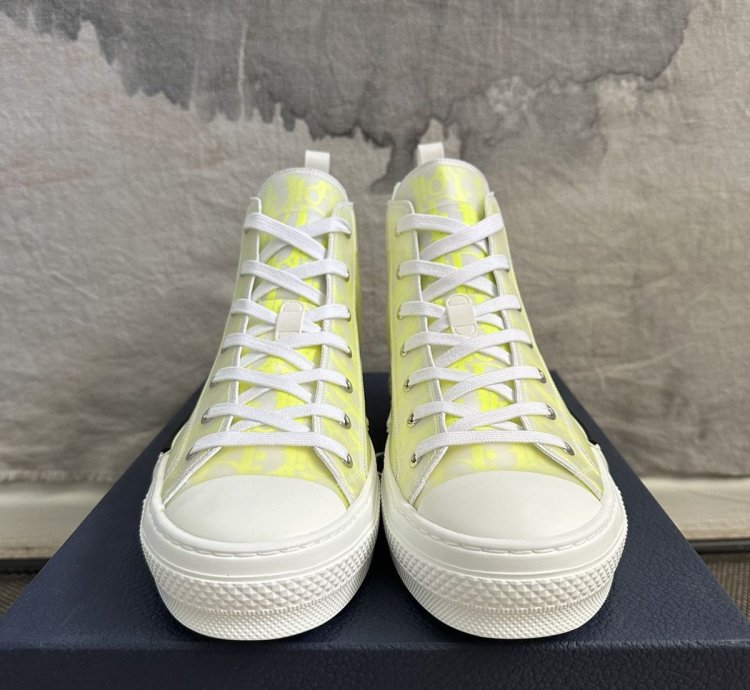 Dior B23 High Top Neon Yellow Sneakers Brand New