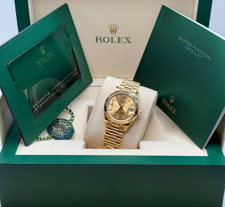 Rolex Datejust 31 New 2024 Champagne Index Dial Fluted Bezel Yellow Gold President