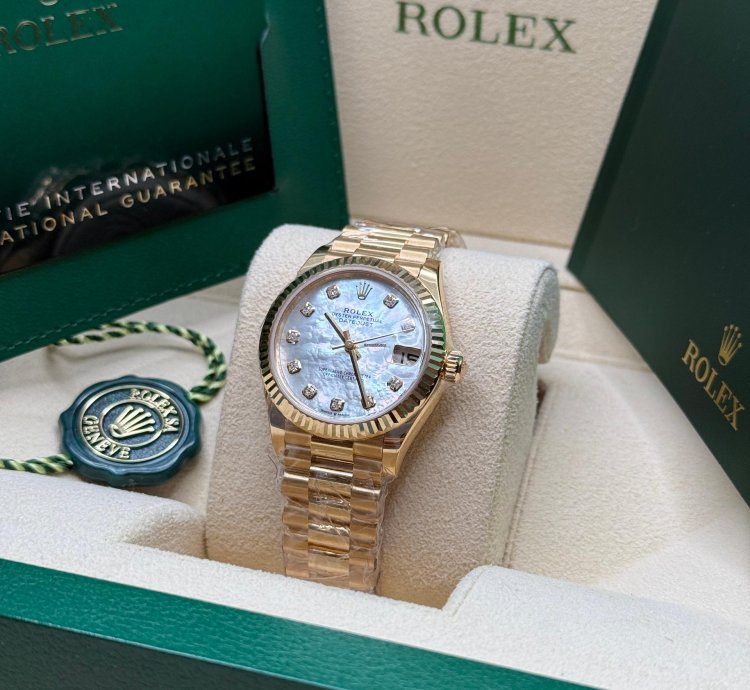 Rolex Datejust 31 New 2024 Mother Of Pearl Diamond Dial Fluted Bezel Yellow Gold President
