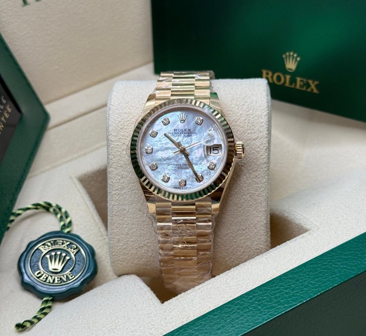 Rolex Datejust 31 New 2024 Mother Of Pearl Diamond Dial Fluted Bezel Yellow Gold President