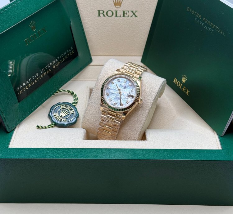 Rolex Datejust 31 New 2024 Mother Of Pearl Diamond Dial Fluted Bezel Yellow Gold President