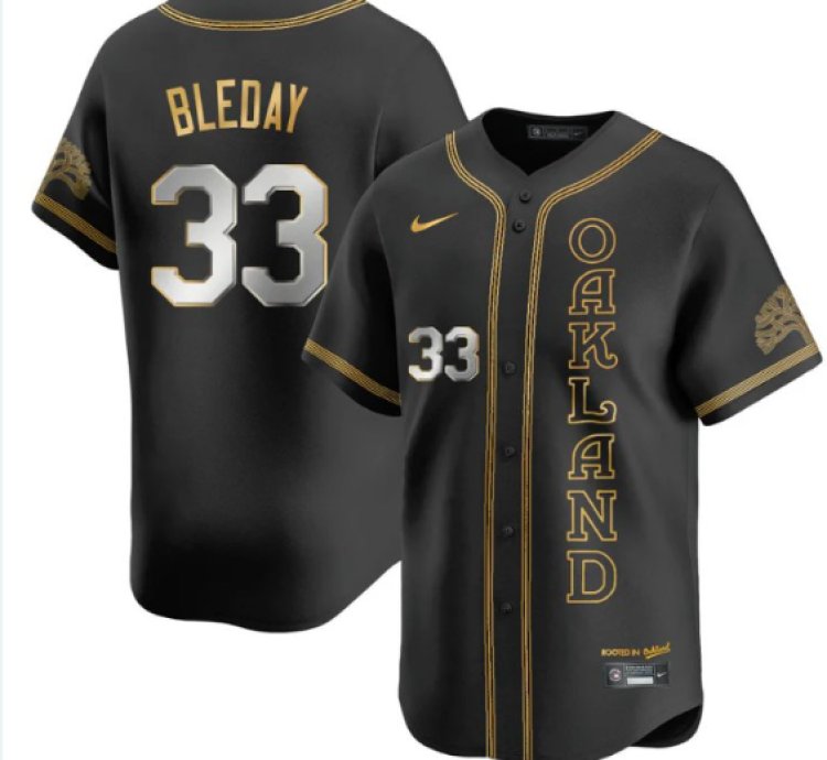 Jj Bleday Jersey 33 Oakland Athletics City Connect Concept Stitched Black Gold