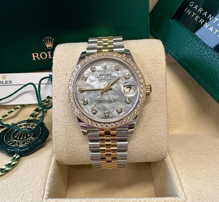 Rolex Datejust 31 New 2024 Mother Of Pearl Diamond Dial Two Tone Yellow Gold Diamond Bezel
