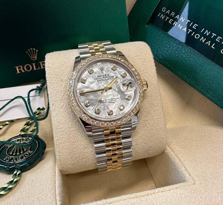 Rolex Datejust 31 New 2024 Mother Of Pearl Diamond Dial Two Tone Yellow Gold Diamond Bezel