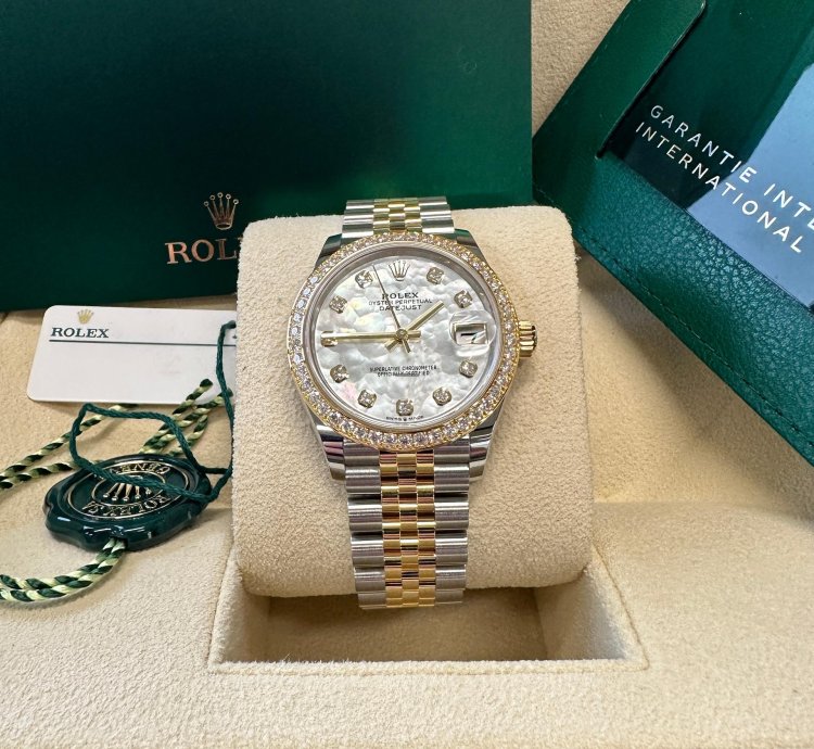 Rolex Datejust 31 New 2024 Mother Of Pearl Diamond Dial Two Tone Yellow Gold Diamond Bezel
