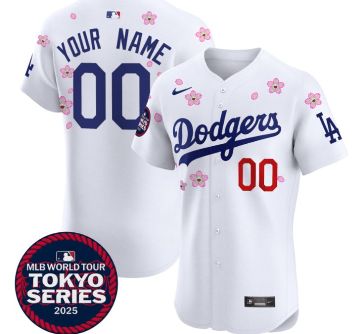 Custom Dodgers Jersey Tokyo Series 2025 Vapor Premier Elite Stitched White