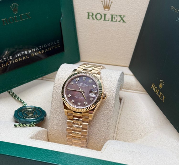 Rolex Datejust 31 New 2024 Tahitian Mother Of Pearl Diamond Dial Yellow Gold President