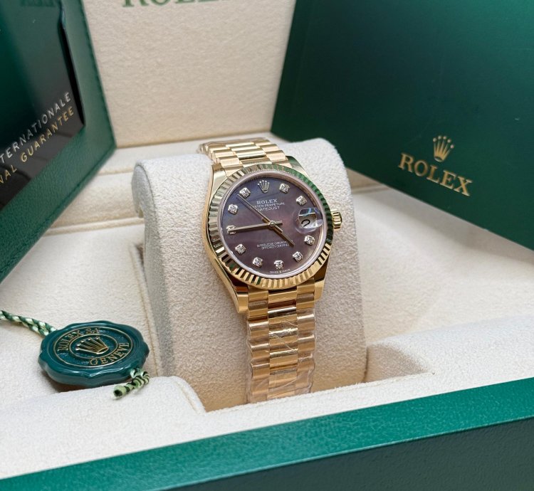 Rolex Datejust 31 New 2024 Tahitian Mother Of Pearl Diamond Dial Yellow Gold President