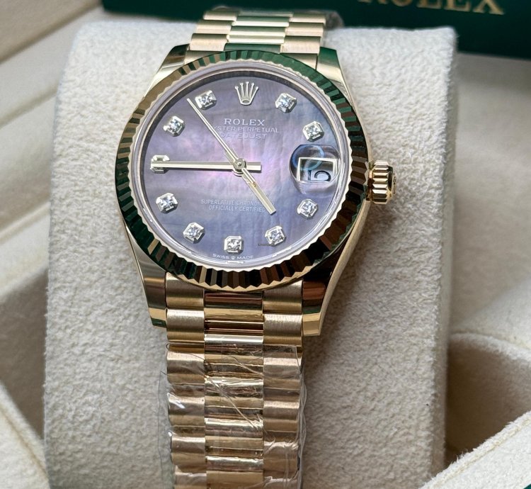 Rolex Datejust 31 New 2024 Tahitian Mother Of Pearl Diamond Dial Yellow Gold President