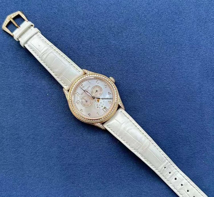 Patek Philippe Annual Calendar Moon Phase Rose Gold Diamond Watch 38mm