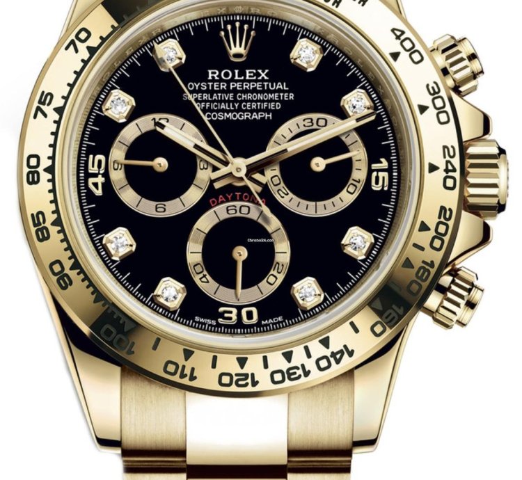 Rolex Daytona 116508 Daytona Yellow Gold New Style Black Diamond Dial 2022