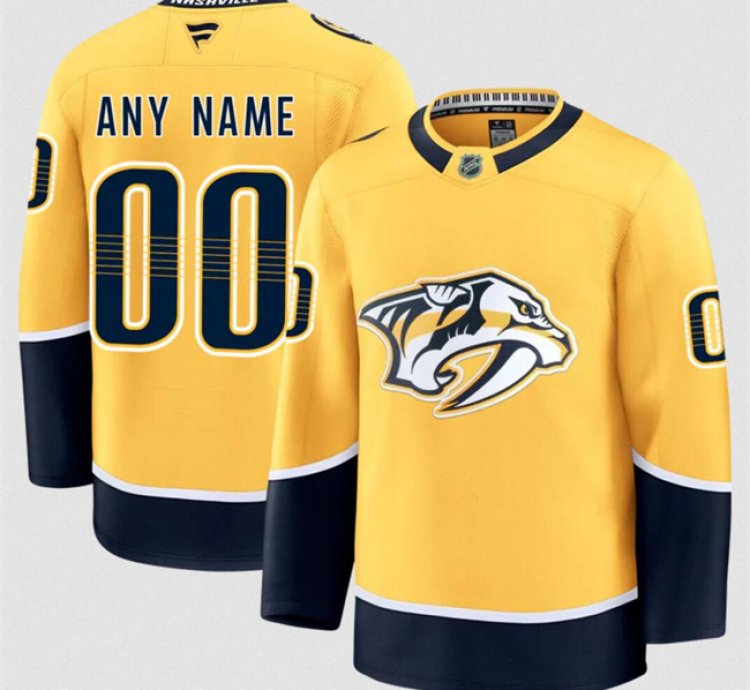 Mens Custom Nashville Predators Jersey Name Number 2025 Home Gold