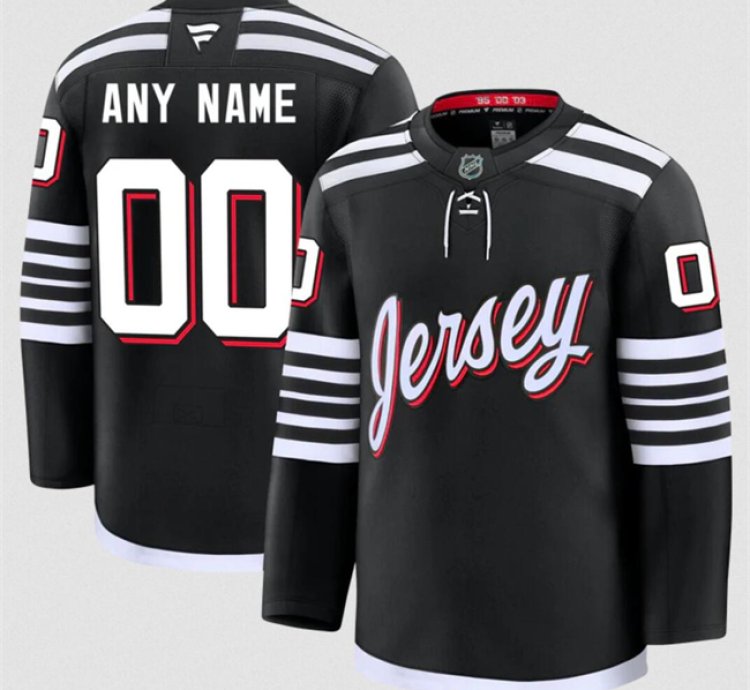 Mens Custom New Jersey Devils Jersey Name Number 2025 Alternate Black