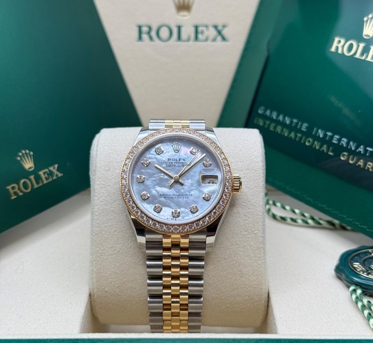 Rolex Datejust 31 New 2025 Mother Of Pearl Diamond Dial Two Tone Yellow Gold Diamond Bezel