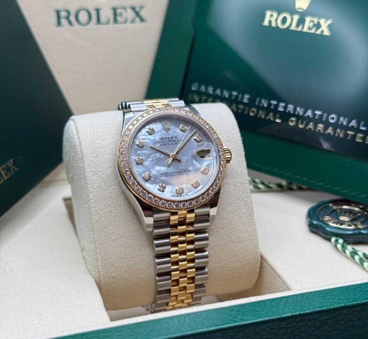 Rolex Datejust 31 New 2025 Mother Of Pearl Diamond Dial Two Tone Yellow Gold Diamond Bezel