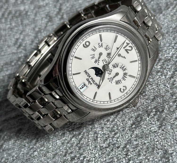 Patek Philippe Annual Calendar Moonphase Orig Bracelet White Gold 18 Kt Pp Warranty