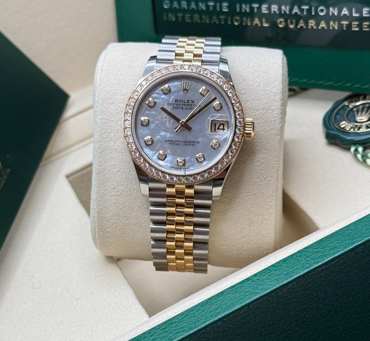 Rolex Datejust 31 New 2025 Mother Of Pearl Diamond Dial Two Tone Yellow Gold Diamond Bezel