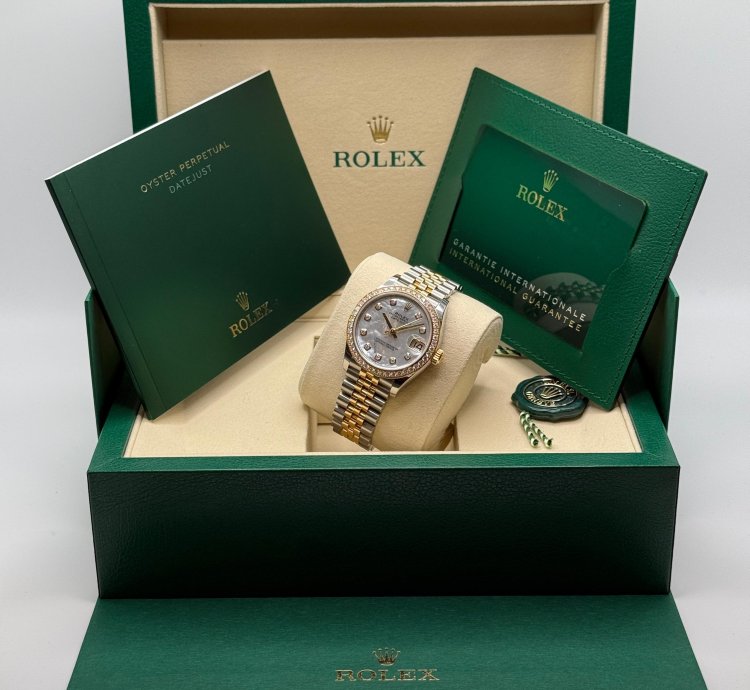 Rolex Datejust 31 New 2025 Mother Of Pearl Diamond Dial Two Tone Yellow Gold Diamond Bezel