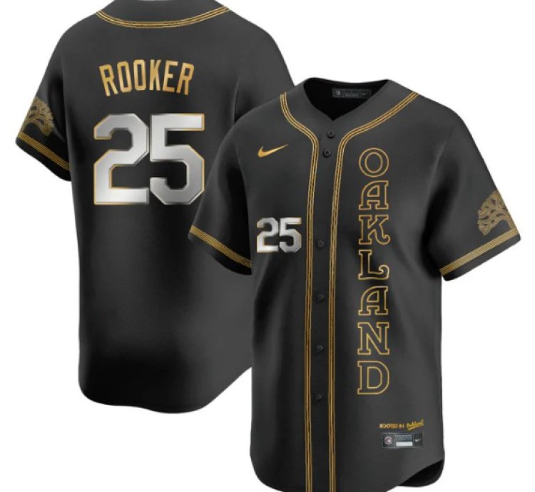 Brent Rooker Jersey 25 Oakland Athletics City Connect Concept Stitched Black Gold